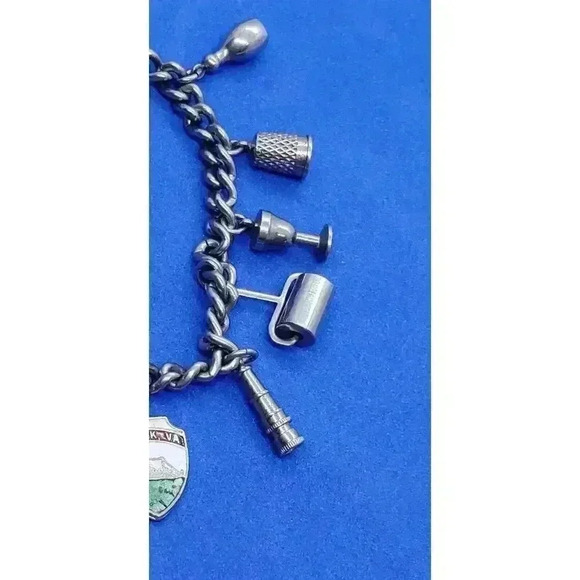 Vtg 50s Charm Bracelet loaded Travel Souvenir 11 Edco Norfolk VA Industrial - Picture 4 of 8